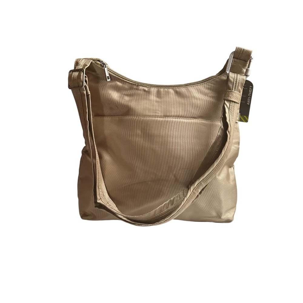 Travelon Anti- Theft RFID Blocking Crossbody Unisex Bag in Tan - Picture 13 of 14